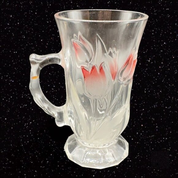 Japanese Mug Set With Pajbted Flowers Glass Cups Coffee Mugs Set 4 Pcs 4.5”T - Picture 5 of 9